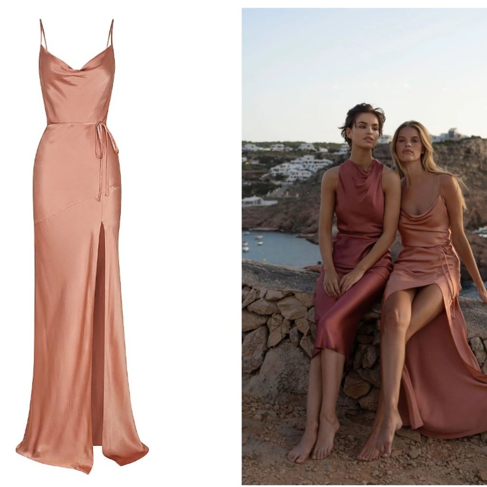 Shona Joy La Lune Bias Cowl Maxi Dress in Rosé